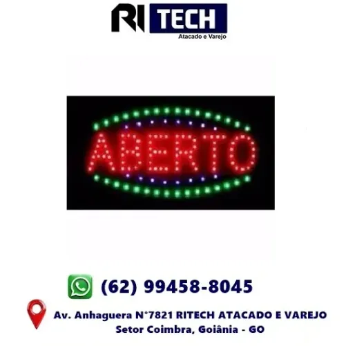 Letreiro Luminoso Painel Aberto Led Placa Quadro Comércio Loja Distribuidora