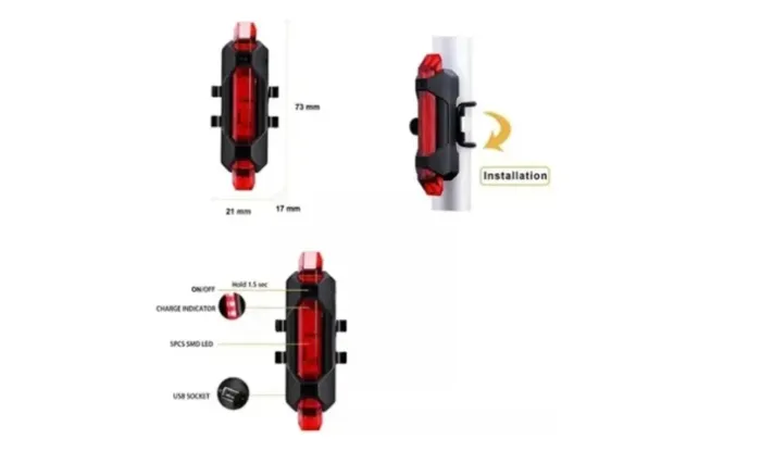 Lanterna Traseira Bike Sinalizador Bicicleta Luz De Led Usb