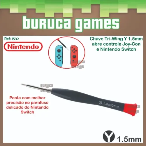 Chave Tri-Wing Y 1.5mm com ponta Magnética, abre Joy-Con de Nintendo Switch
