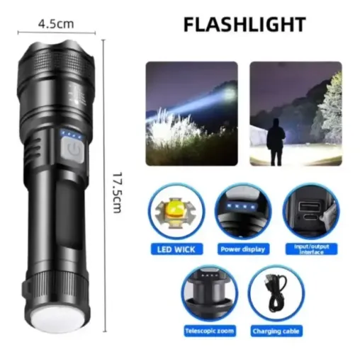 Lanterna Led Zoom Telescópico Recarregável Super Forte Onex