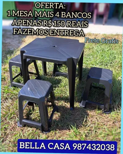MESA DE PLASTICO NNZS COM BANQUINHOS GGZT ENTREGO