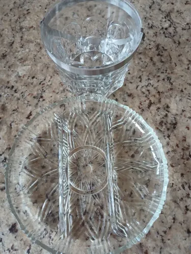 Conjunto de Bandeja e Balde de Gelo de Vidro