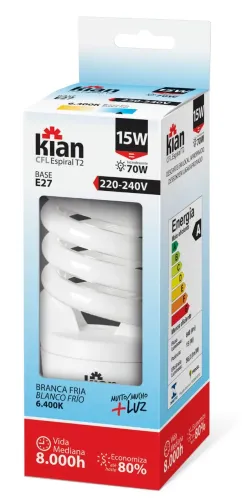 LAMPADA FLUORESCENTE ESPIRAL 15W X 220V 6500K