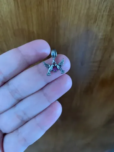 Pingente Berloque de Pombos com Coração - Prata 925