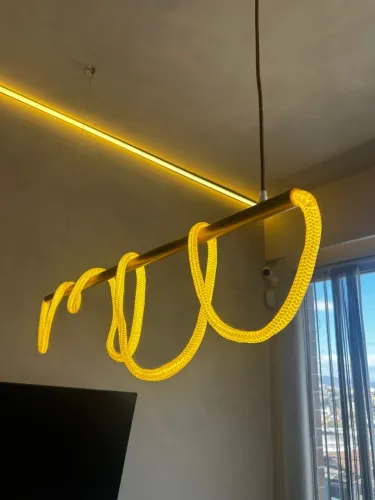 Lustre Pendente Corda 95cm Dourado 60w 3.000k Biv