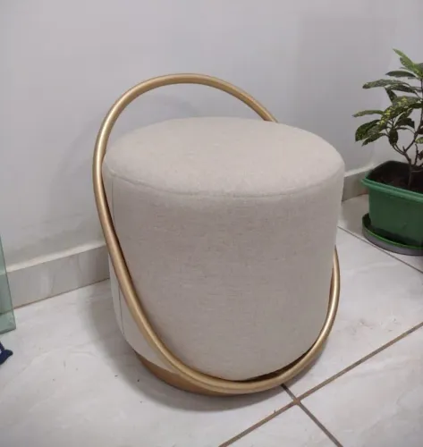 Puff Lunar Tecido Linho Bege Novo Varios Modelos