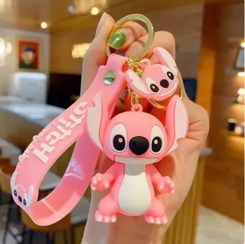 Chaveiro 3d Stitch Lilo & Stitch Angel's Rosa Alienígena Fofinha Personagem do Filme