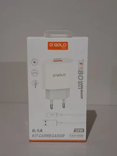 Carregador Turbo A'Gold Pro 30W V8 - Quick Charge 4.0 para Carregamento Rápido!