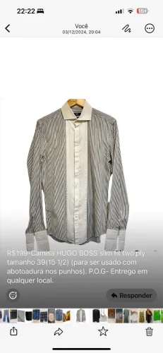 Camisa HUGO BOSS slim fit two ply tamanho 39(15 1/2) 