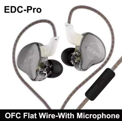 Fone de ouvido KZ EDC-Pro com fio e microfone