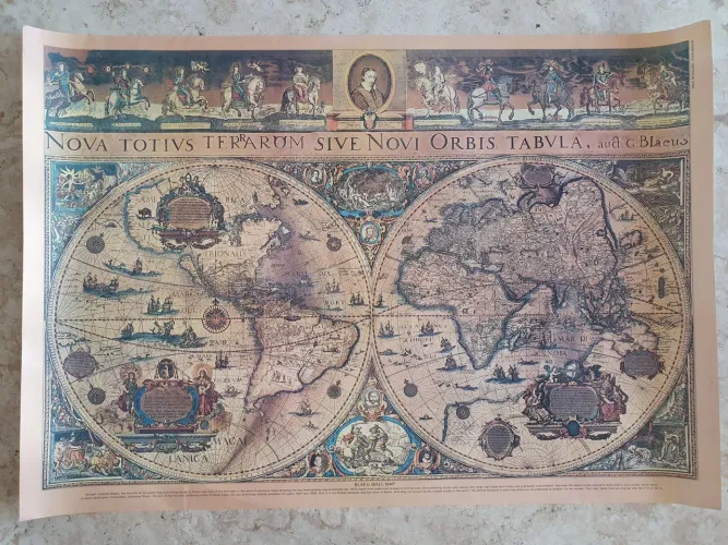 Lote 10 Mapas Mundi importados decorativos Blaeu Wall Map