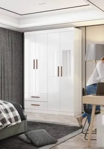 Guarda Roupa 4 portas e 2 gavetas com espelho em Promoção!