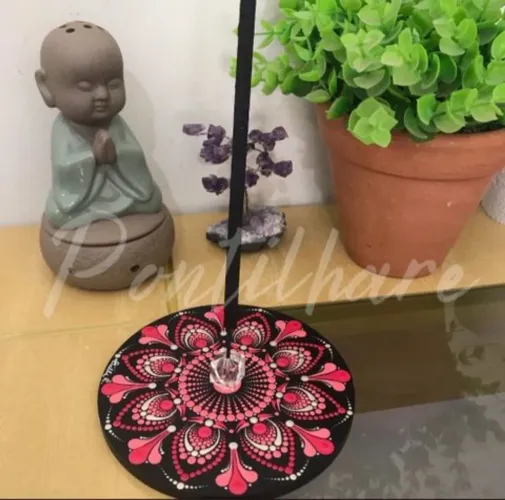 Porta incenso artesanal pontilhismo mandala