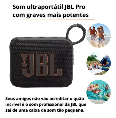 Caixa de Som JBL Go 4 Original - À Prova d?Água (IP67) - Preta