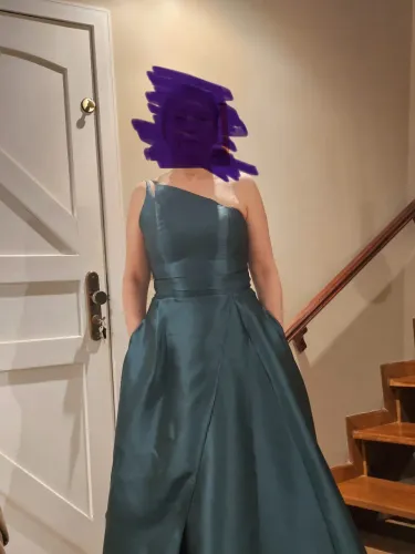 Vestido novo em zibeline azul petróleo