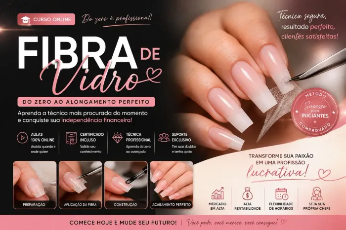 Curso  de design de unhas on-line ou presencial.