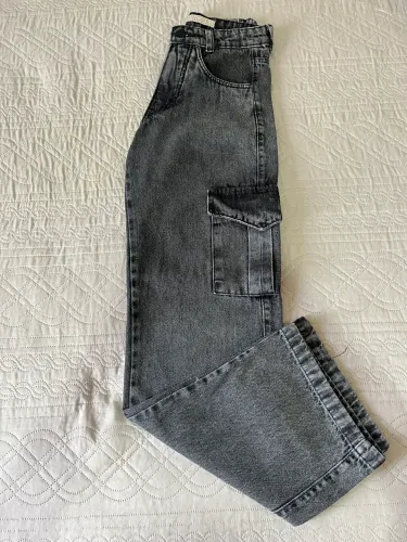 Calça cargo grafite jeans 36