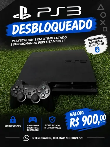 PS3 desbloqueado em ótimo estado 