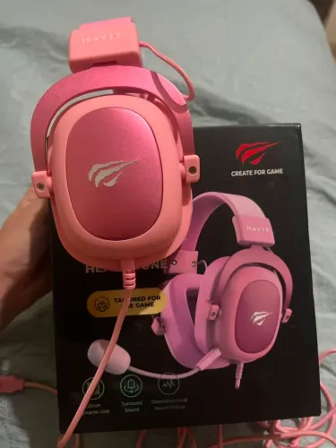 Havit Headphone Fone de Ouvido H2002D Pink, Gamer, falante 53mm, Plug 3, 5mm