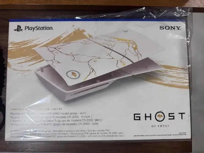 Tampas Ghost of Y?tei Lacrado - PlayStation 5 Slim - Edição Limitada Ouro