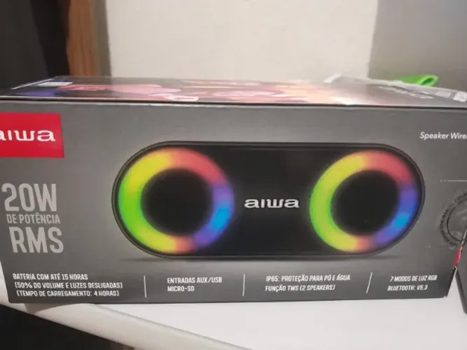 Caixa De Som Aiwa Speaker Bluetooth Ip65 20w Rms Aws
