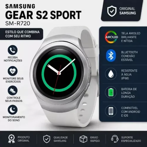 Relógio Smartwatch Samsung Gear S2 Sport Original Bluetooth AMOLED Fitness