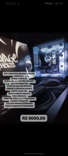 SETUP BRANCO COMPLETO GAMER