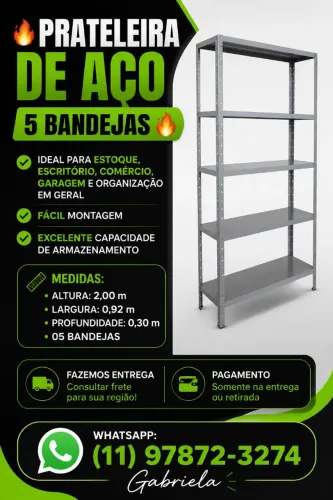 Prateleira de aço composto por 5 bandejas