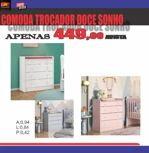comoda trocador doce sonho infantil