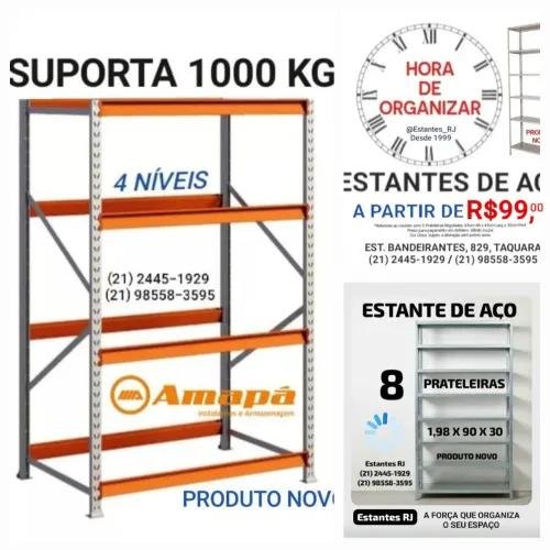 R$99 | Estantes de Aço a partir de R$99,00* - Somente Produtos Novos - Kit Prateleiras