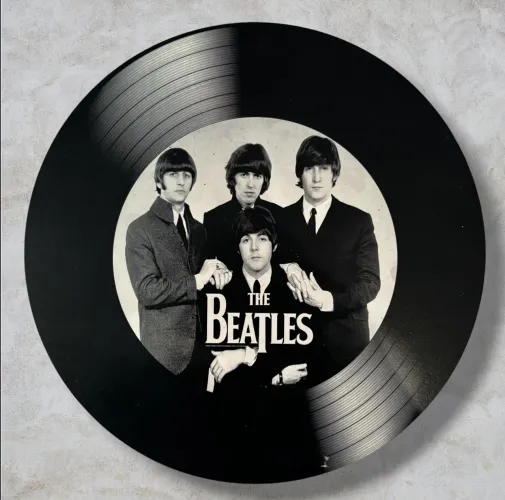 The Beatles Placa Madeira Círculo Vinil