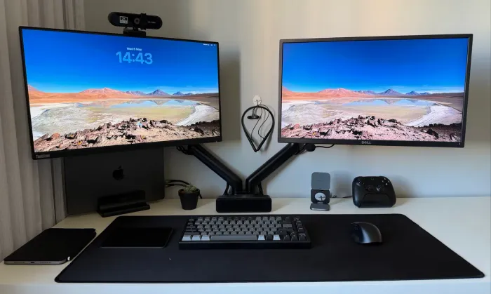 Suporte Monitor Braço Articulado Duplo 2 Monitores Vesa 