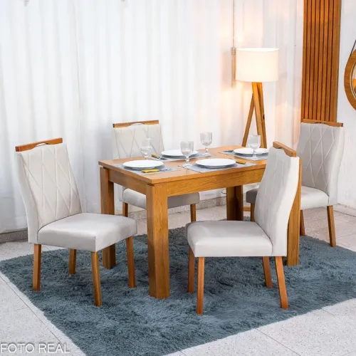 Mesa de Jantar Japão 120x80 C/4 Cadeiras Veludo MDF/MDP rf9 S