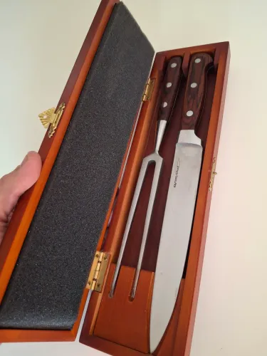 Kit Churrasco Dynasty Com Estojo De Madeira - Faca E Garfo Rústico (Impecável)