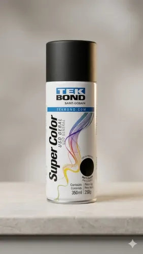 Tinta Spray Tekbond Super Color Preto Fosco 350ml - Nova