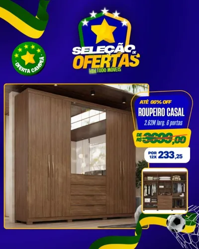 Roupeiro casal 6 portas