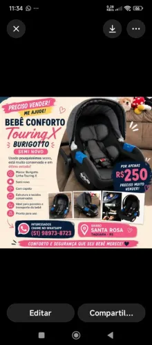 Bebê Conforto semi-novo Burigotto