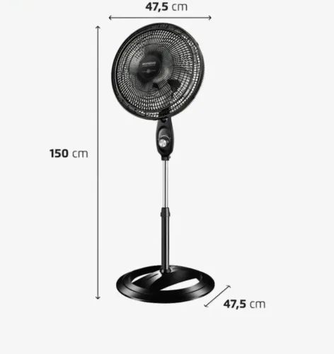 Ventilador de Coluna Mondial Super Power VSP-40C-NB 40cm 6 Pás 3 Velocidades Preto