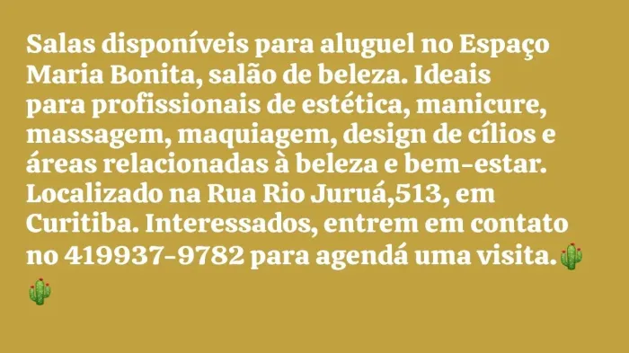 Aluguel sala para estética (leia atentamente o anúncio) ?