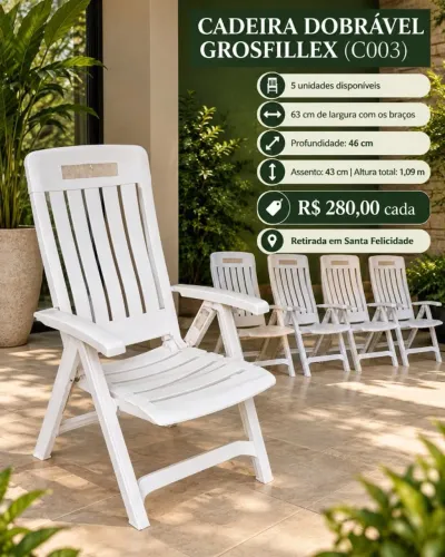 CADEIRA DOBRÁVEL COM BRAÇOS GROSFILLEX (C003)