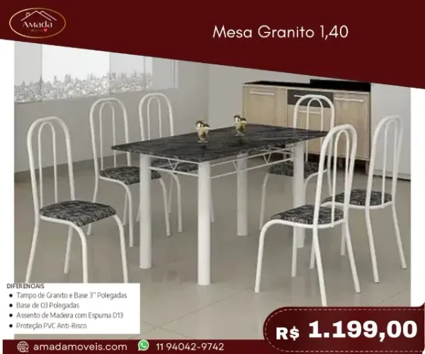 Mesa granito 1,40, a pronta entrega
