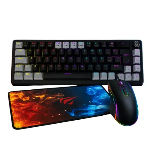 Kit Gamer Teclado Mecanico , Mouse 7 Botões, Mousepad Grande-Loja Fs