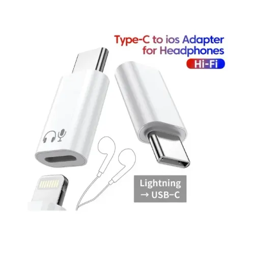 Adaptador Lightning Fêmea Para Usb C Macho Para Fone E Microfone