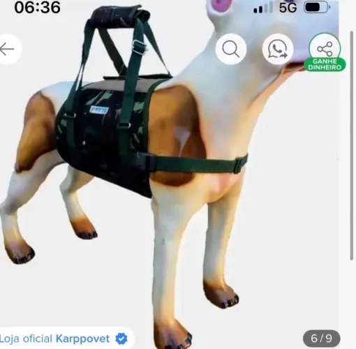 Suporte Peitoral Camuflado Cães Deficiente 