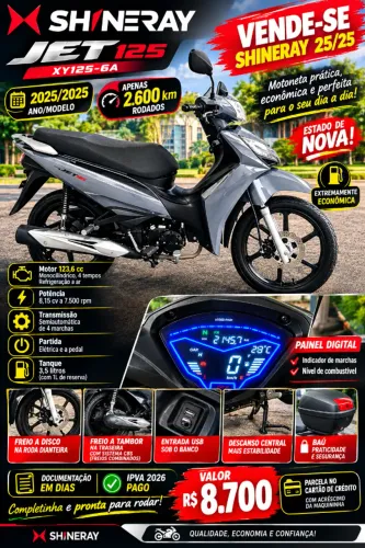 SHINERAY JET 125 EXTRA SOMENTE 2500KM RODADOS 25/25