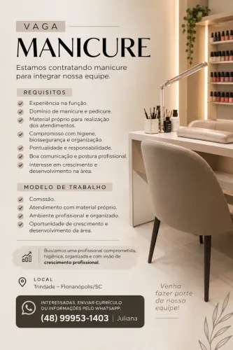 Vaga para manicure na TRINDADE