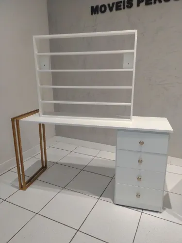 MESA BRANCA GAVETAS