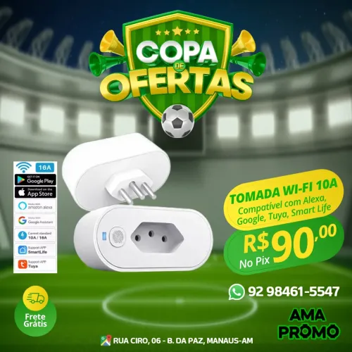 TOMADA INTELIGENTE WIFI 10A COM MONITOR DE ENERGIA