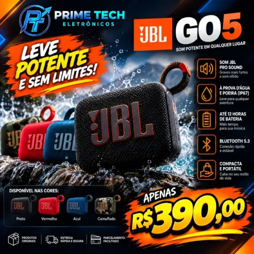JBL Go 5, Caixa de Som Bluetooth Portátil à Prova d'Água - Preto