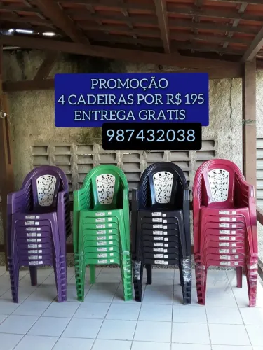 CADEIRA PLASTICA 4 POR R$ 195 ENTREGAMOS HOJE
